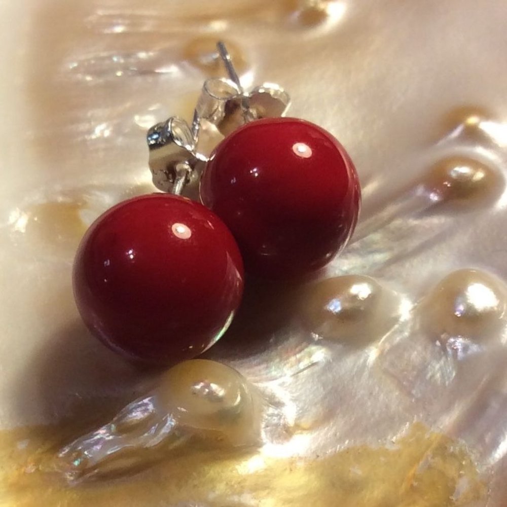 New 10mm round ball 925 sterling silver studs.